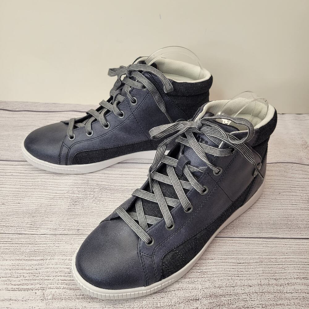 CAT Betamax Black Silver High Top Lace Up Sneaker, EUC, 7